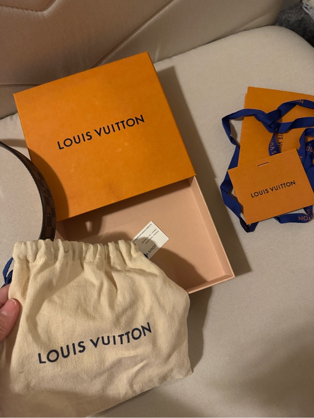Louis Vuitton Brown Damier Ebene Belt with Gold LV Initiales 25 mm - Picture 5 of 6